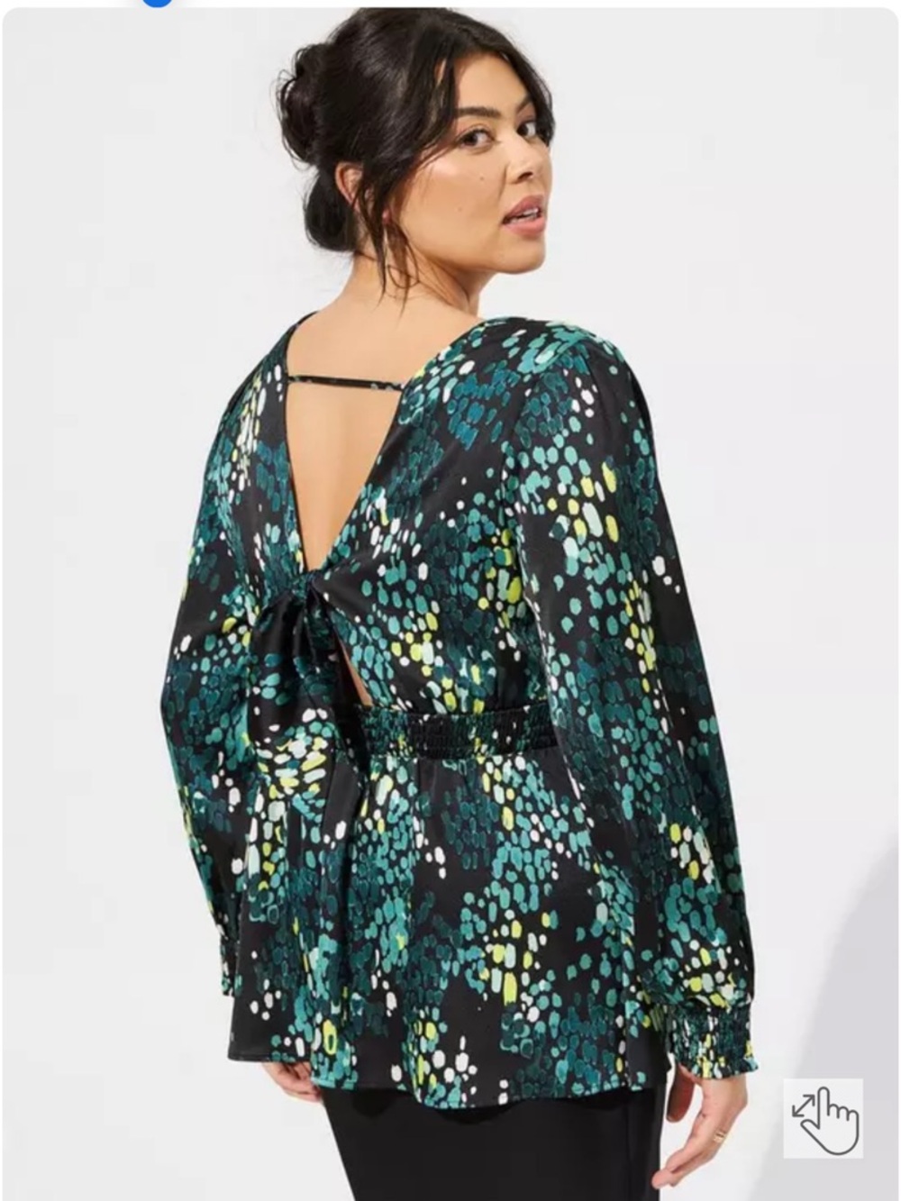 Torrid Satin Surplice Tie Cut Out Back Long Sleeve Blouse
